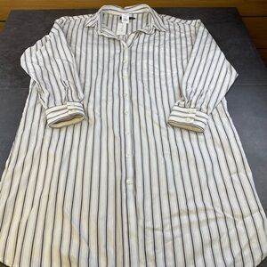 Banana Republic Women’s White & Grey Striped 100% Cotton Casual Shirt Dress Med